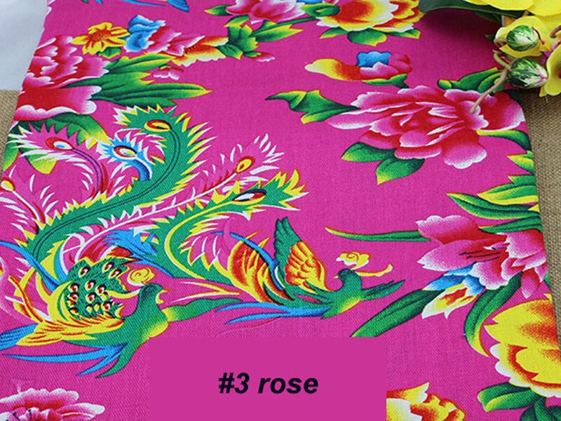 Tissu textile imprimé de phénix chinois, à motif de pivoine, 50cm x 160cm, pour literie: 3 rose