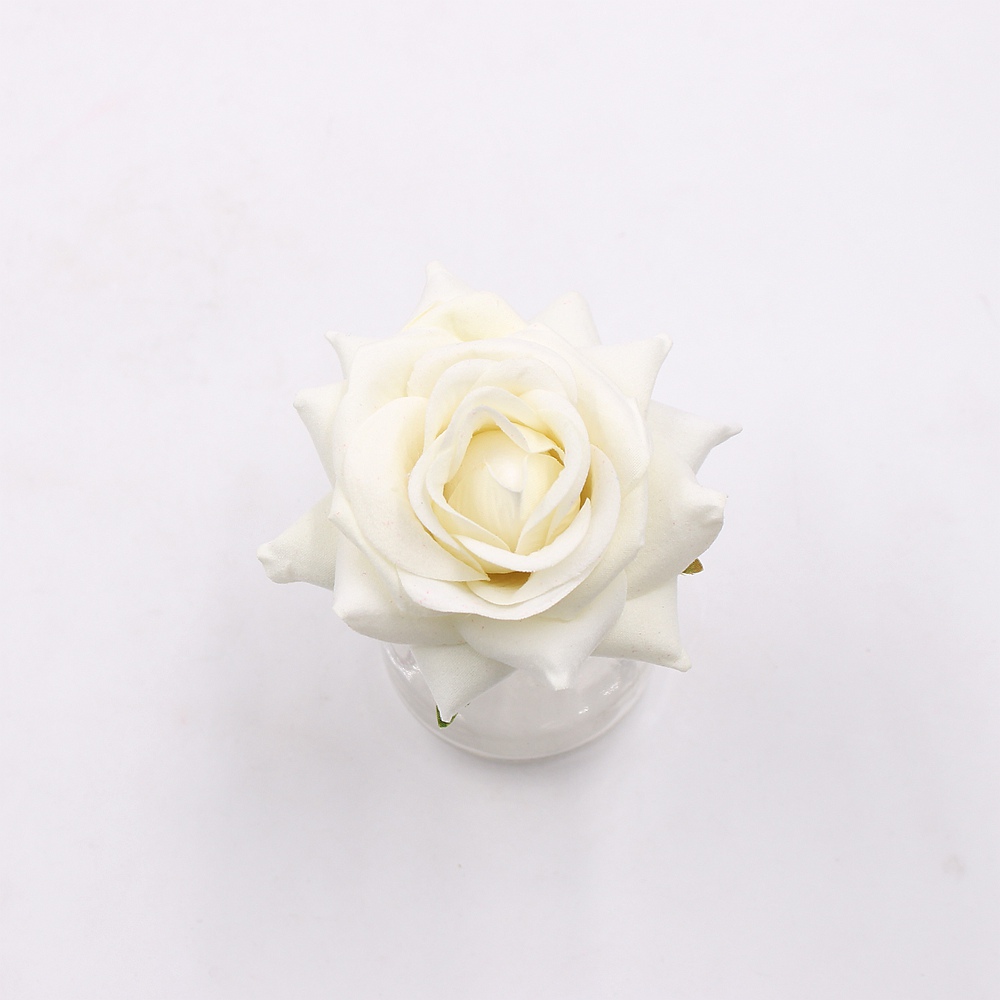 3pcs 8cm silk rose flower head artificial flower wedding decoration flowers DIY wreath clip art hand flower: white