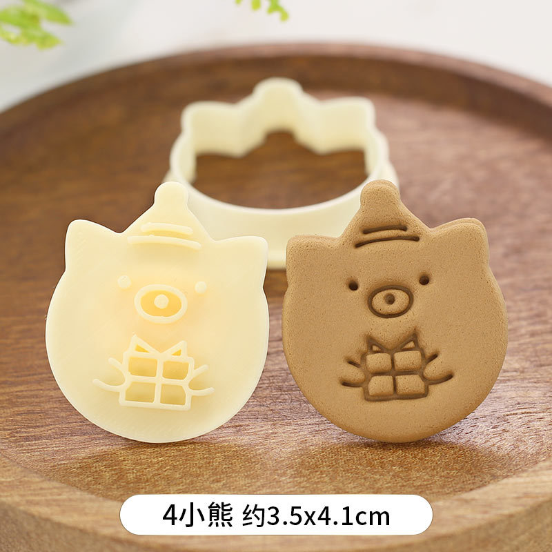 Cartoon Kerst Serie Biscuit Mold Driehoek Ronde 3D Drie-Dimensionale Drukken Keuken Handgemaakte Biscuit Cutter Bakken Tool: Style 4