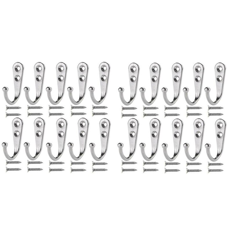 10 stk sorte små metal kroge nøgle frakke hatte bøjle tøj kroge til badeværelse køkken værelse håndklæde rack frakke hat holder: 20 stk skiver