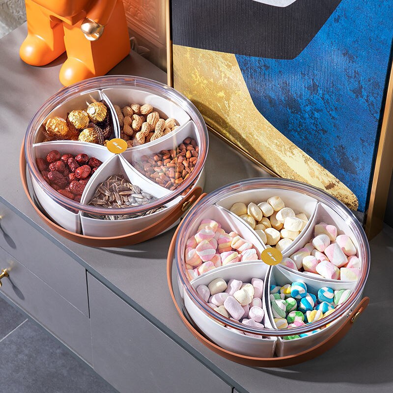 Plastic Snack Serving Tray with Airtight Lid and Removable Dividers Portable Party Food Container Appetizer Fruit Candy Platters