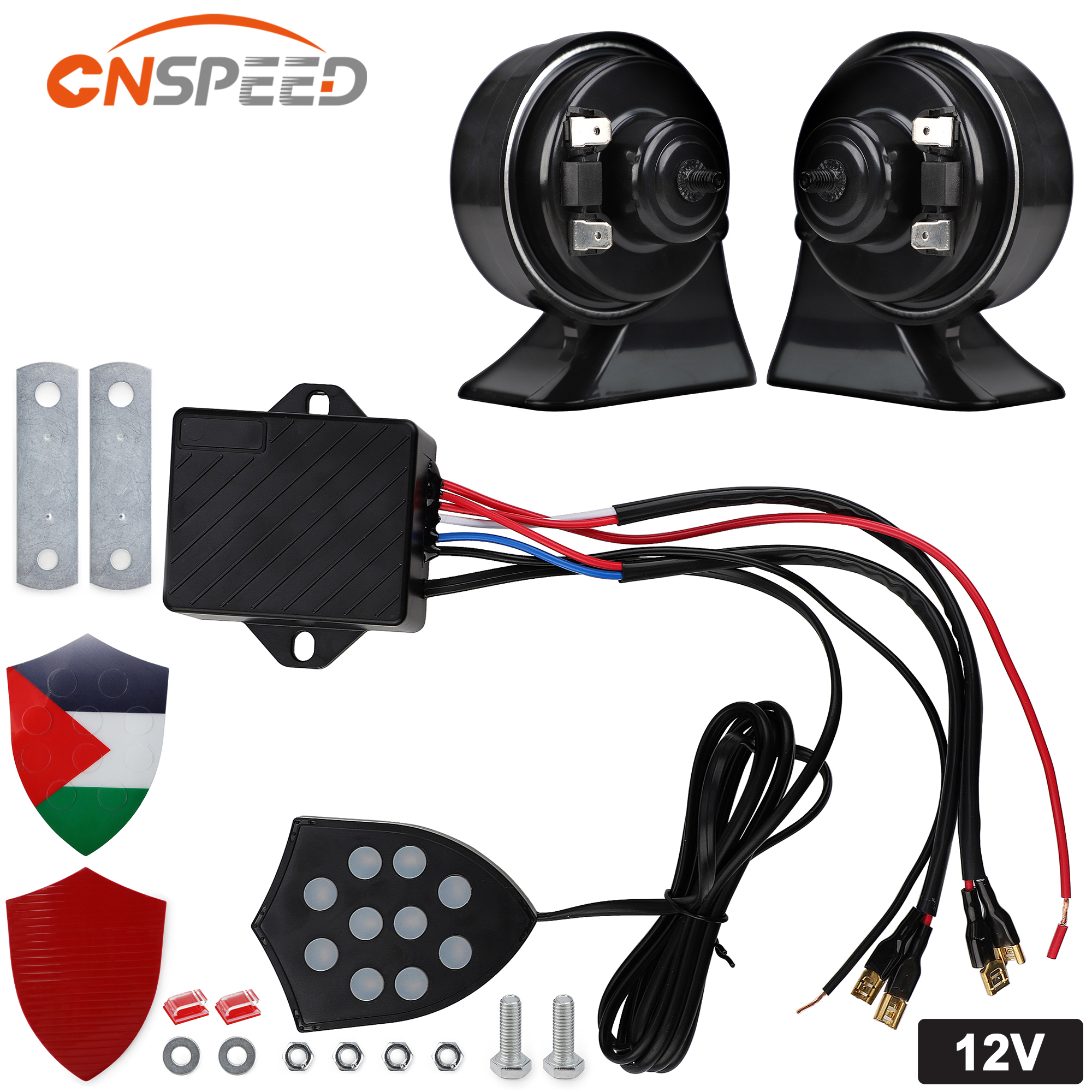 Bocina electrónica Universal de 12V, controlador Musical de 10 sonido, Monitor regulador, trompetas de caracol, sirena eléctrica, accesorios automotrices