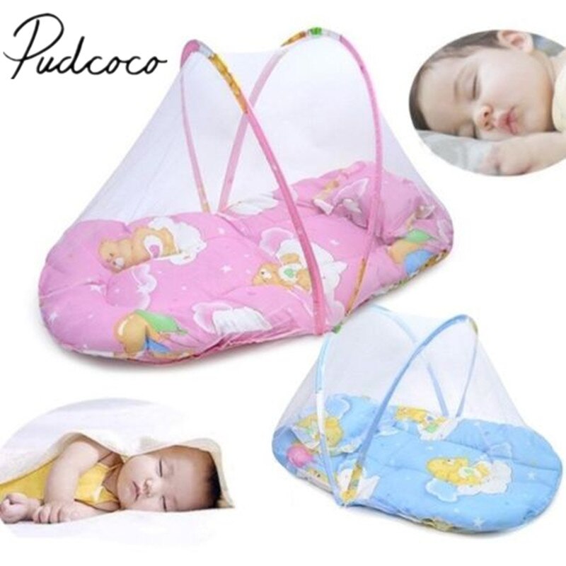 Kleine Draagbare Opvouwbare Baby Kids Baby Bed Dot Rits Klamboe Tent Wieg Slapen Kussen Inklapbare Netto Baby Care