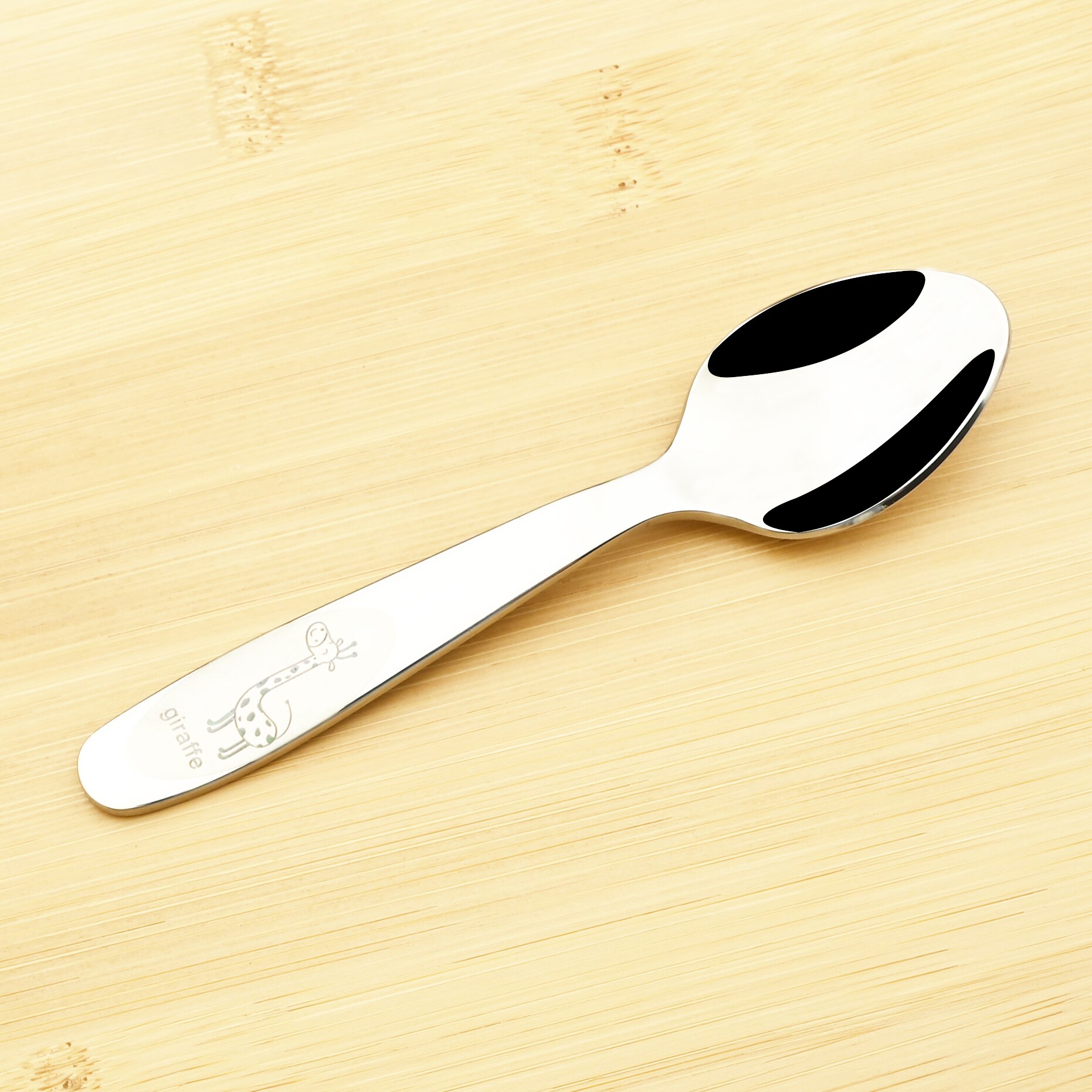 304 Roestvrij Staal Kinderen Bestek Set Cartoon Patroon Carving Kinderen Servies Western-Stijl Mes Lepel Vork Set Baby Bestek: 1Pcs Tea Spoon