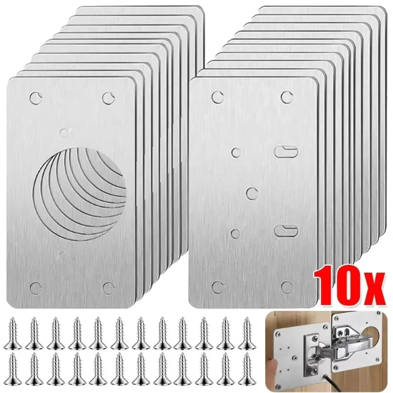 10/2 Stuks Kast Scharnier Reparatie Plaat Kit Rvs Deur Scharnier Montageplaat Met Gaten Voor Thuis Keuken kast Meubels