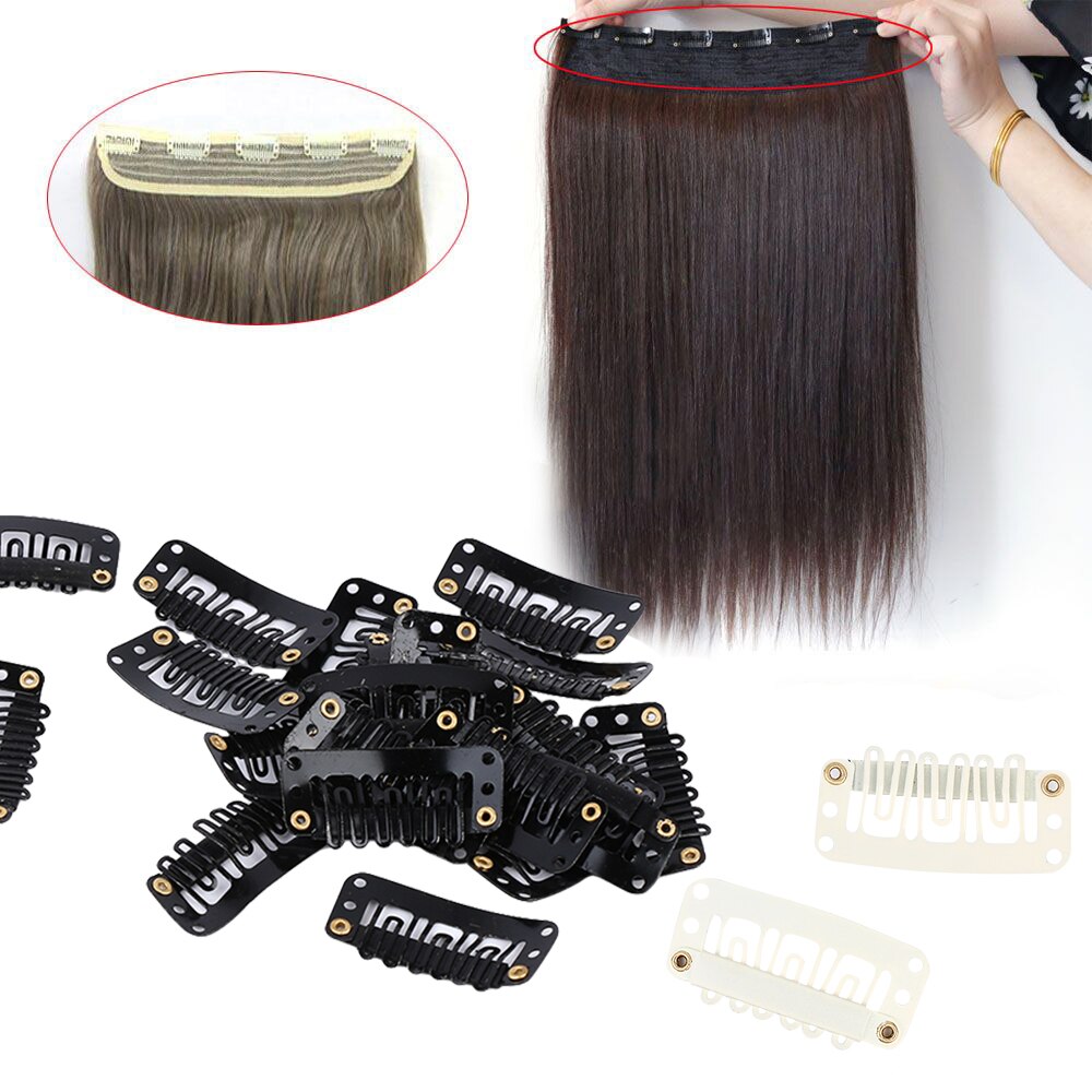 Extensión de pelucas de Metal en forma de U para mujer, pinzas de presión fijas, soporte de cola de caballo, horquillas, pasadores, accesorios para el cabello de 32/28/24mm, 20 Uds.