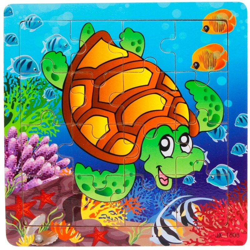 Bambini di legno di Puzzle di Puzzle Giocattoli di Legno Aereo Treno Animale Del Bambino Prima Educazione Illuminazione Genitori WJCL00012: turtle