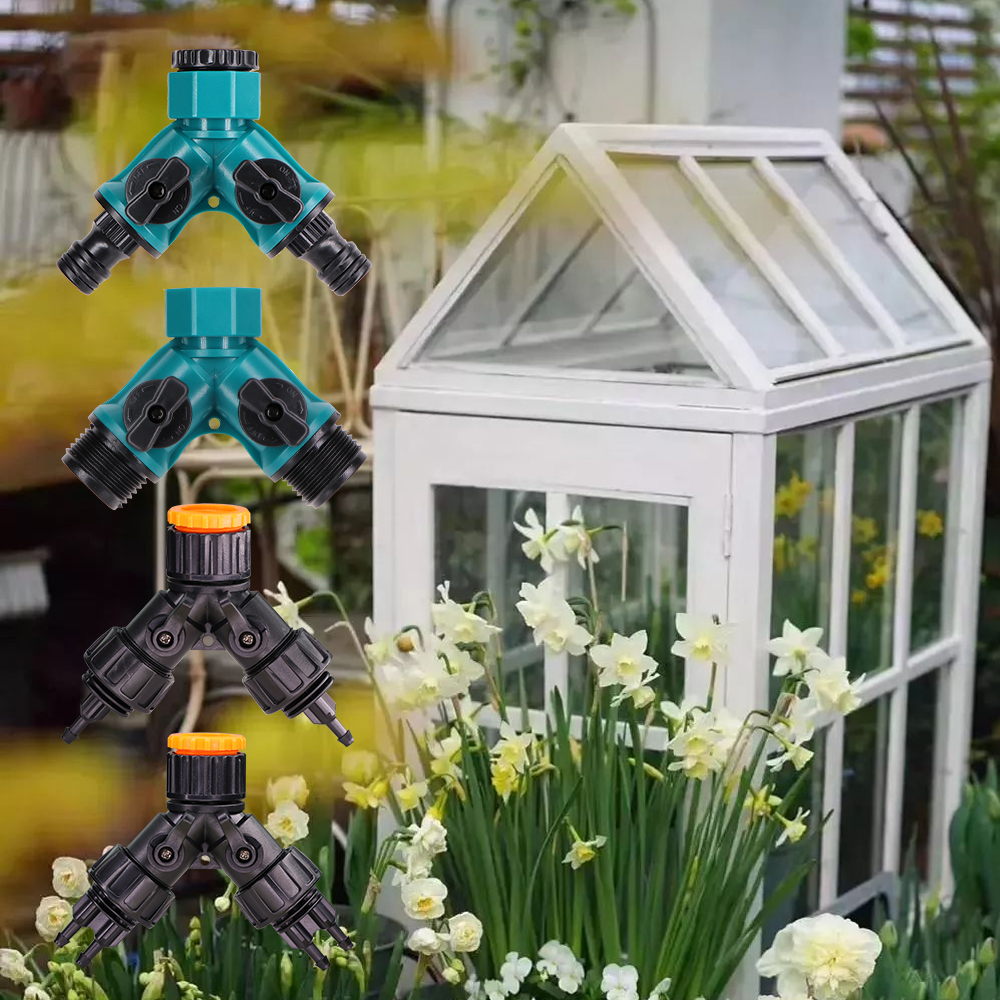 Garden Irrigation Connector 2 way four-way separator 1/2 "3/4" to 1/4 "barb 2 way tubing adapter suitable for plant irrigation