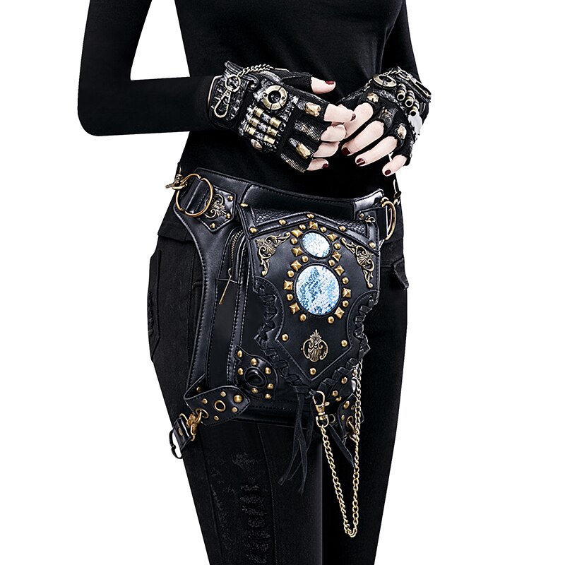 Gear duke kvinders steampunk tasker gotisk messenger håndtaske skuldertaske vintage retro rock taljepakke lille ben taske