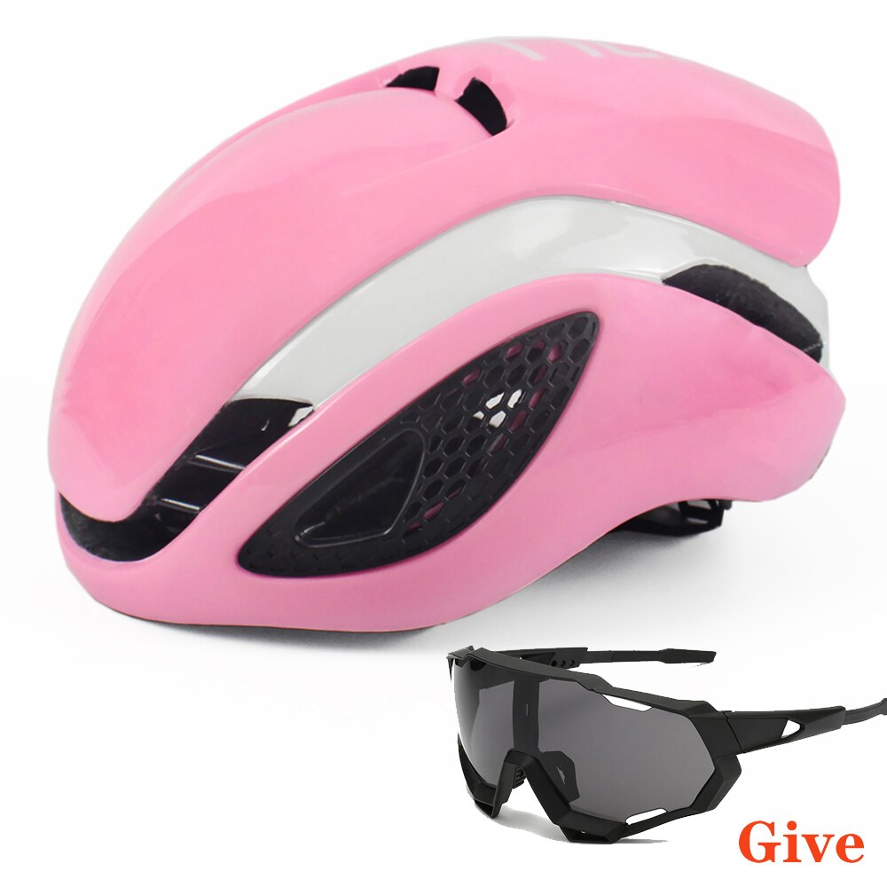Unisex Aero Bicycle Helmet Air Integrally Road Bike Helment Mens Time-Trial Women Mountain Bike Safety Caps Riding Hats 54-60cm: pink