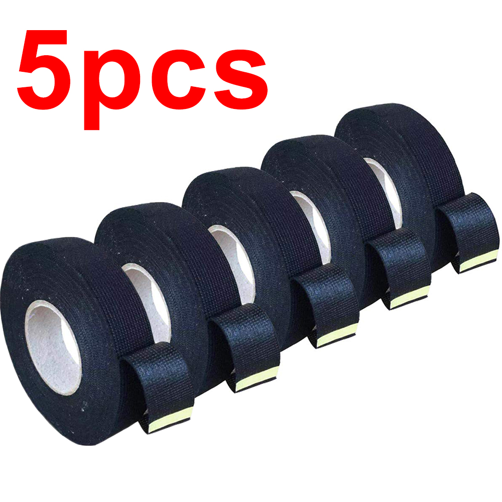 Black Electrical Fabric Tape Heat Resistant Wire Harness Bundle Insulation Auto Wiring Cloth Wrap Waterproof Cable Adhesive Tape: Champagne / 1mm / 5m