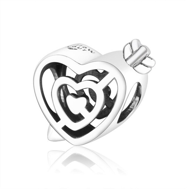100% 925 Sterling Silver Classic Heart Shape 15 Charm Beaded Bracelet DIY Accessories Beaded: Purple 