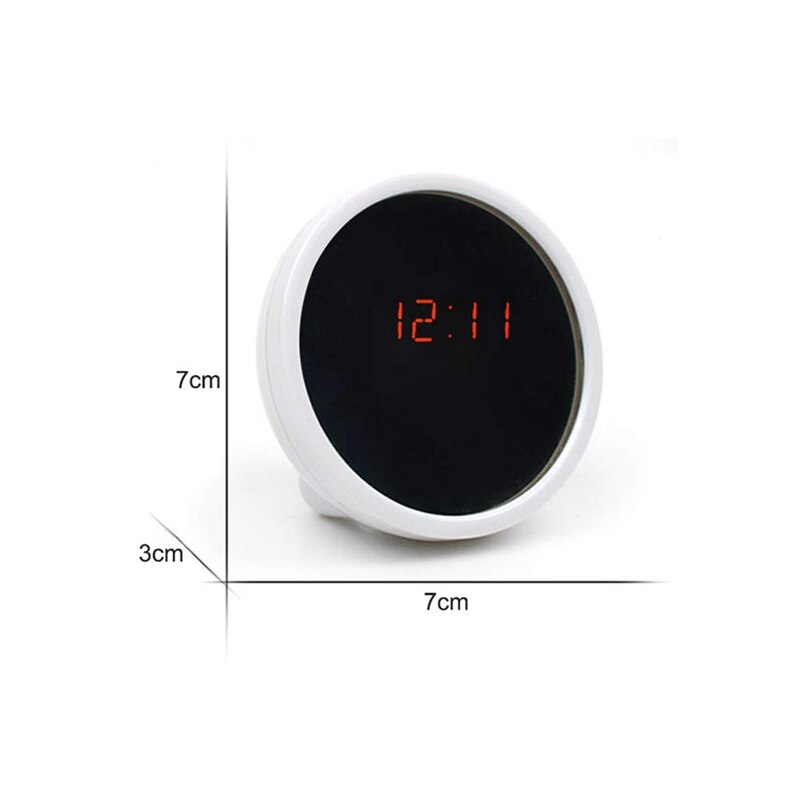 Sveglia Digitale Rotonda Con Superficie Specchio E Luce Per Il Trucco - Display LED, Regolazione Automatica Luminosità E Porta USB