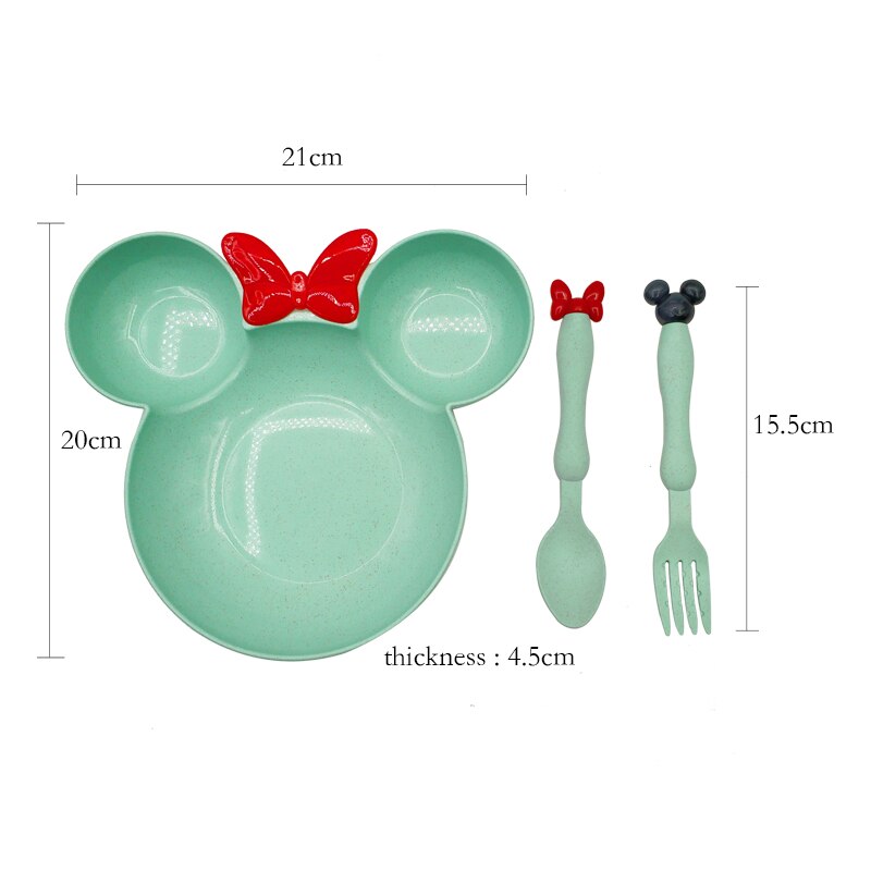 Plato de paja de trigo para bebé, vajilla de dibujos animados, vajilla, Bol para niños, cuchara, tenedor, plato de fruta, cuenco de entrenamiento para niños con platos