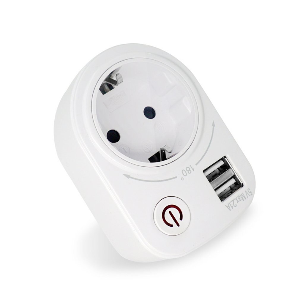 5V 2.1A Electric Dual USB Charger Adapter EU Plug Intelligent Plug-in Wall Socket Charging Power Switch Outlet Home Travel