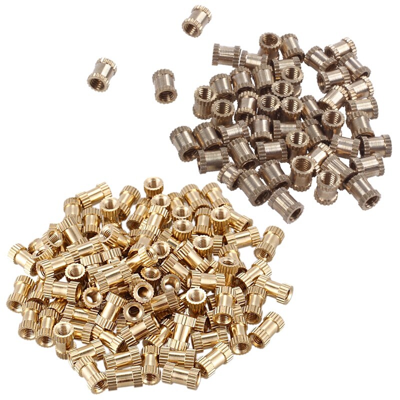 100 stuks  m3 x 8mm stiksels ronde metalen eindeloze schroefdraad inzetstukken dobbelstenen messing toon & 50 stuks spuitgieten 3mm x 5mm x 4mm fittingen