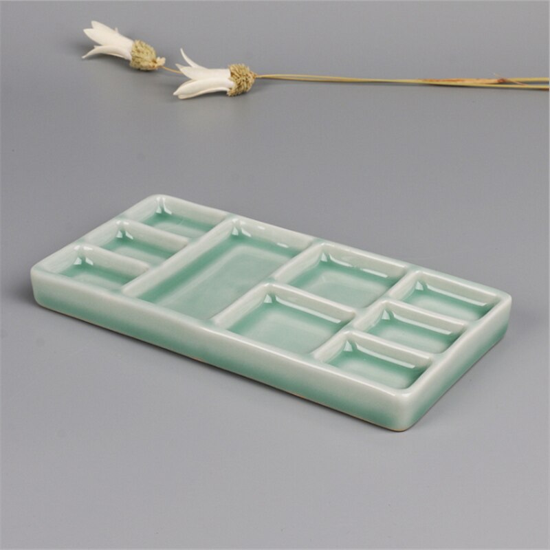 Ceramic Multi-grid Palette Watercolor Gouache Pigment Palette Porcelain Plate Jingdezhen Color Palette Pigment Plate: WHITE
