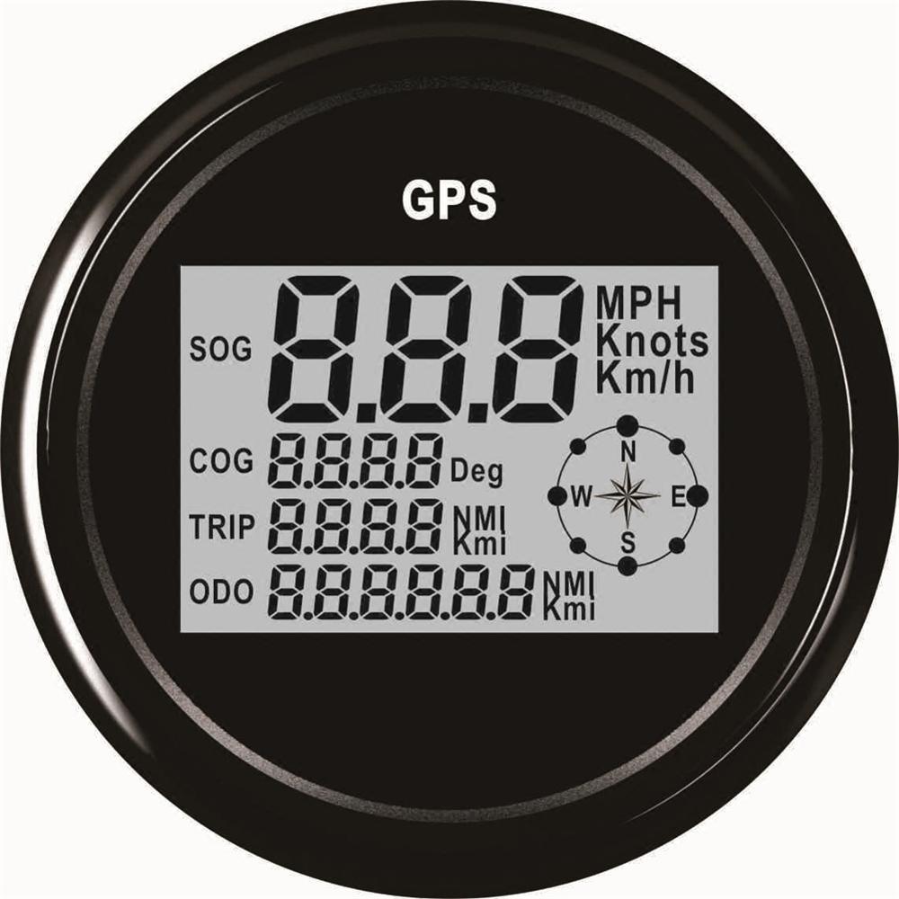 Velocímetros GPS digitales automáticos, odómetros de velocidad de 85mm, 9-32v, indicadores de velocidad LCD impermeables, nudos MPH de 0-999 Km/h con antena GPS