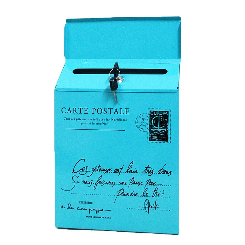 Vintage Retro Wall Mount Mailbox Mail Postal Letter Newspaper Box Waterproof #0927: Blue