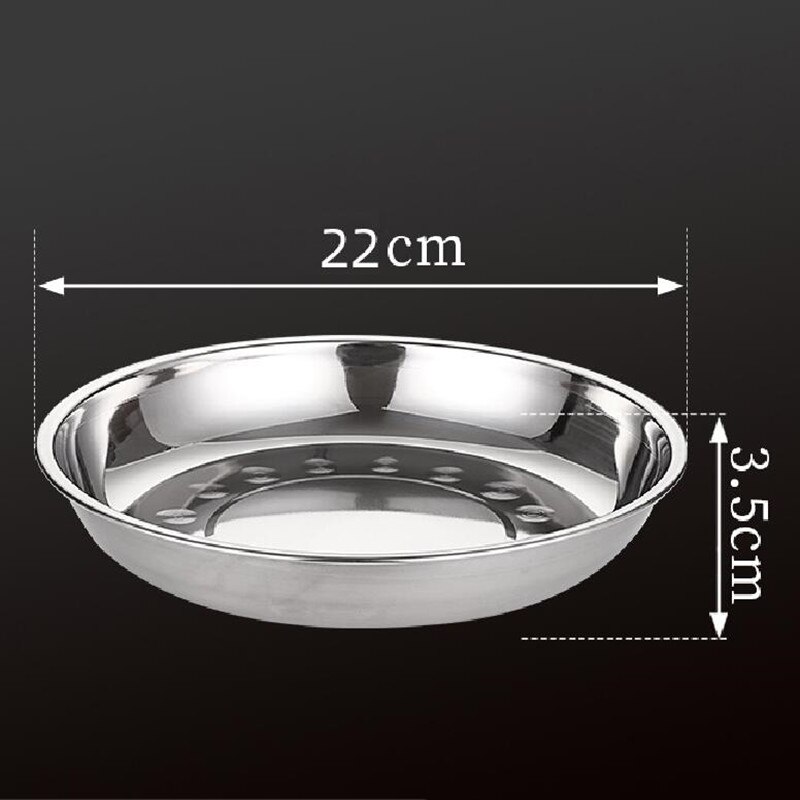1pcs stainless steel dinner plate fruit dinner plate thickened deep disc pastry bread dish barbecue plate kitchen supplies: f