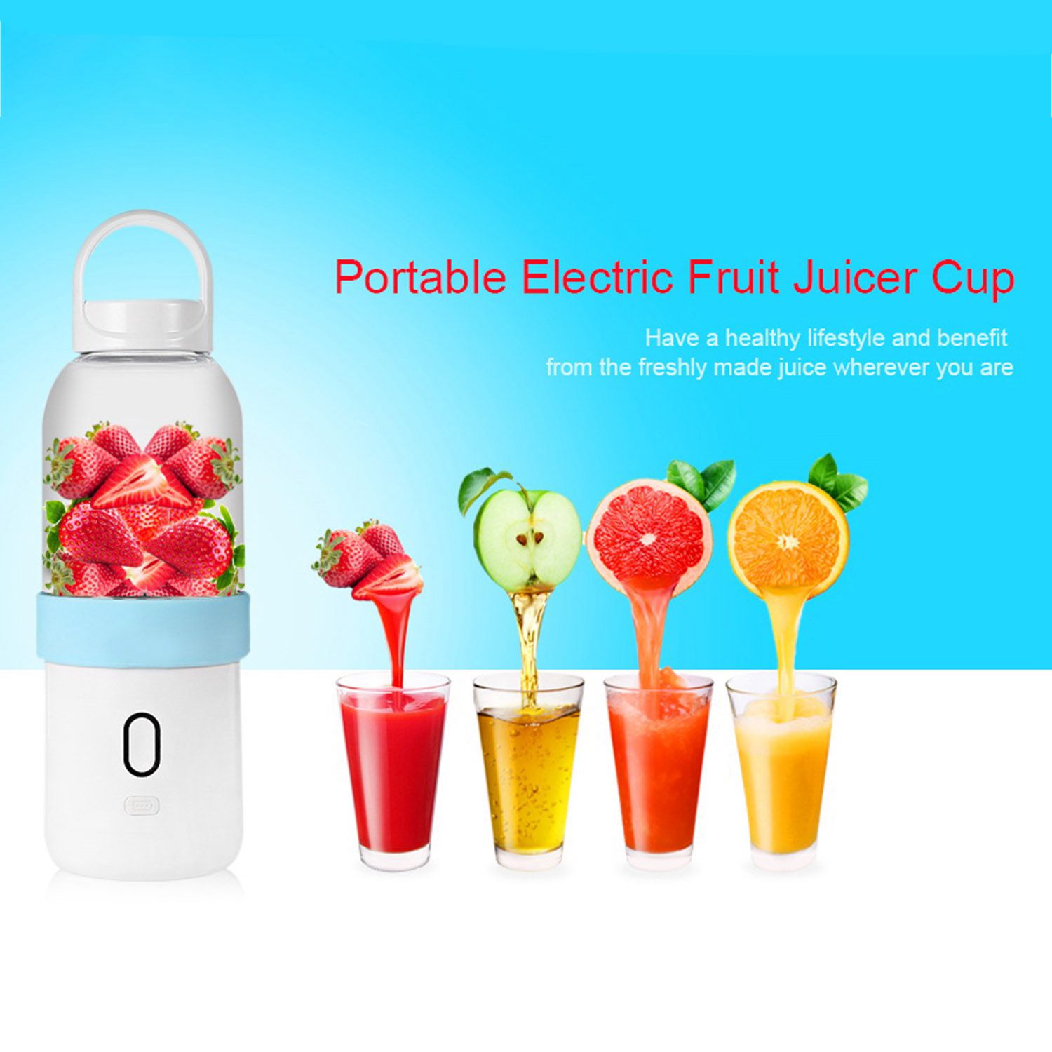 550ml Portable Blender USB Juicer Cup Fruit Vegetable Mixer Smoothie Milk Shake Hand Personal Blender Small Juice Extractor