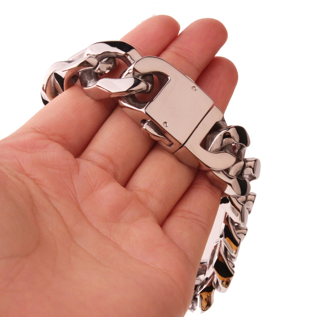 20mm Polished Cut Curb Cuban Link 316L Stainless Steel Bracelet Mens Chain Boys Jewelry