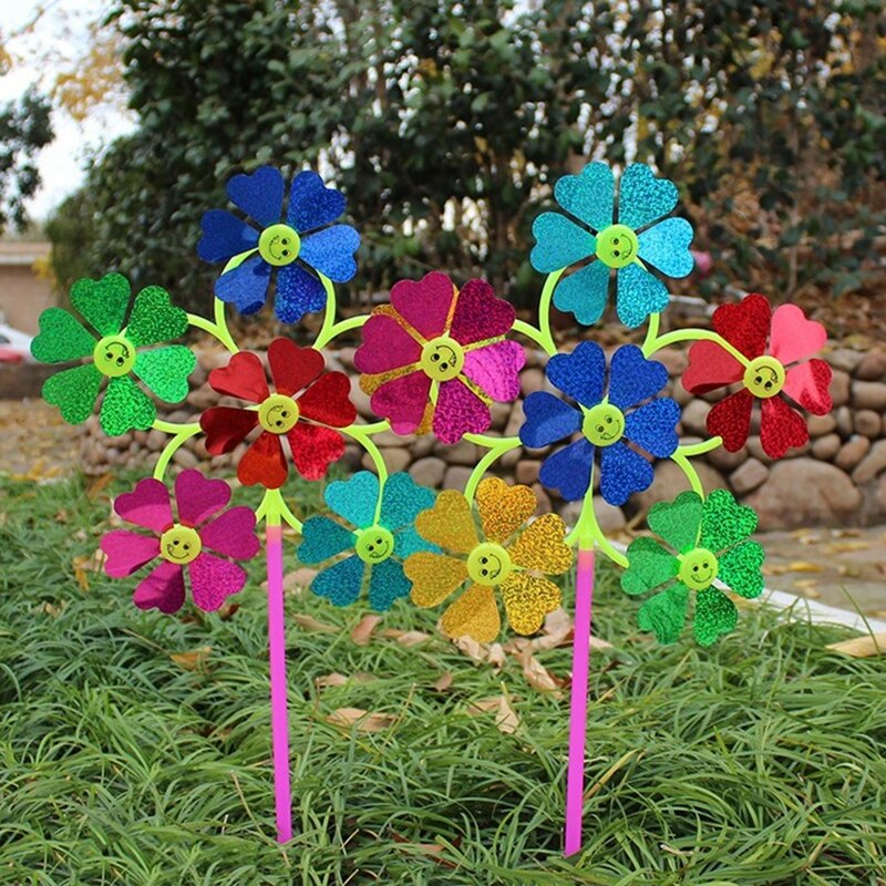 1Pc Kleurrijke Diy Pailletten Windmolen Wind Spinner Huis Tuin Yard Decoratie Kinderen Speelgoed Te Scheuren Down En Set up