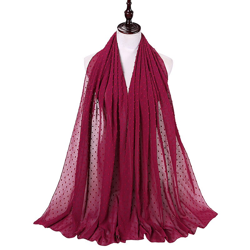 Foulard en mousseline de soie 72x175CM, couleur Pure, malaisie, indonésie, perles, couvre-tête: 9
