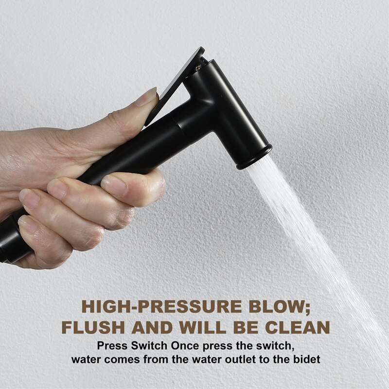 Zwarte Wc Spuit Bidet Badkamer Handdouche Wandmontage Kraan Badkamer Accessoires