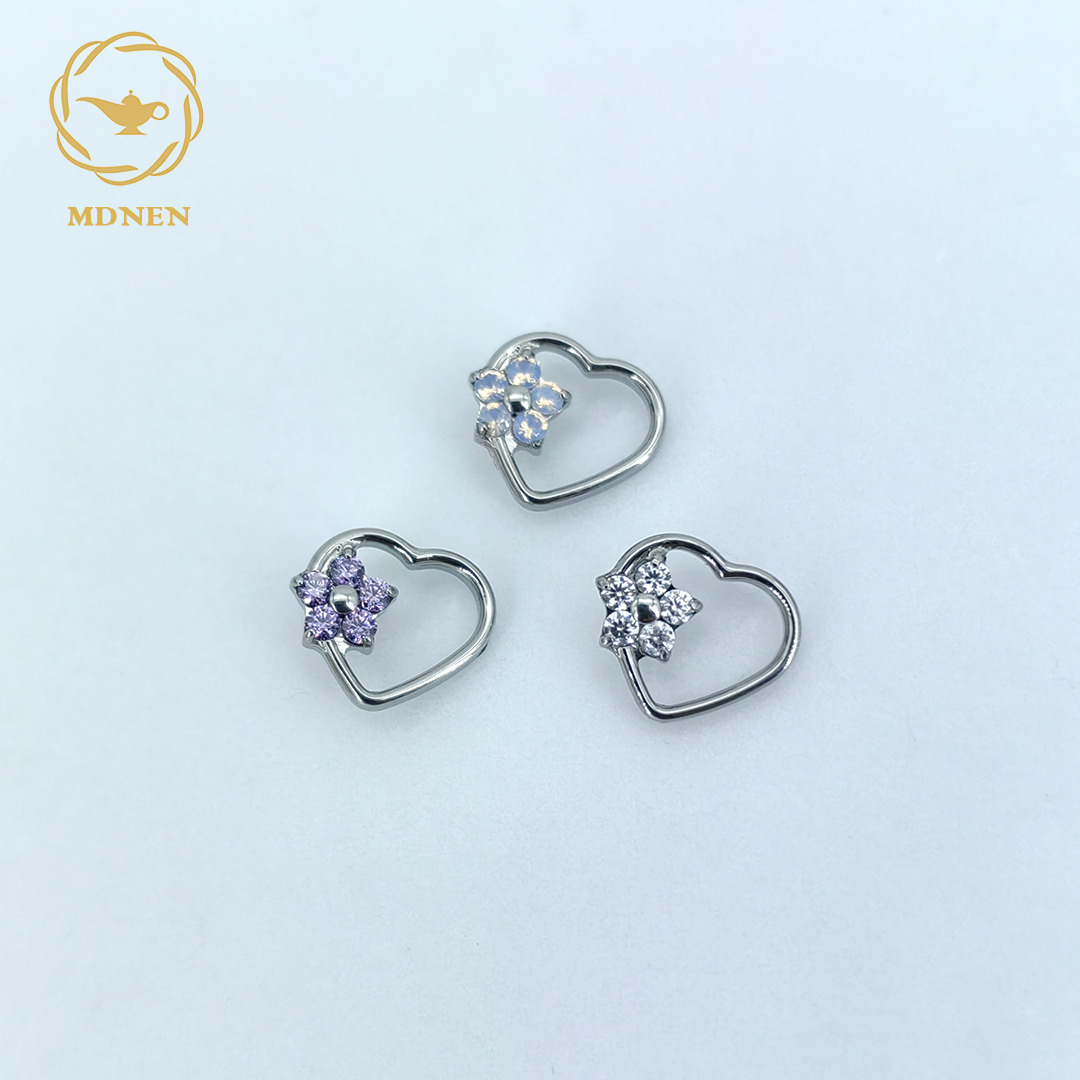 Mdnen  g23 titan invändigt gängade nässtift för män kvinnor tragus brosk örhängen hjärtblomma ring piercing toppar