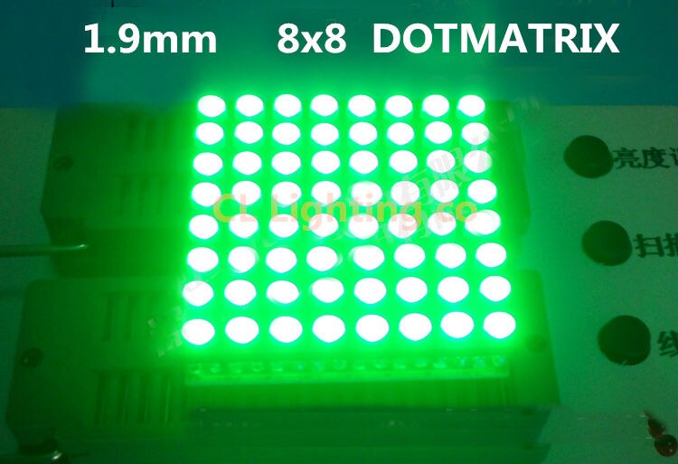 8x8 groen digitale buis semi-outdoor 1.9mm LED Dot Matrix Display Gemeenschappelijke anode