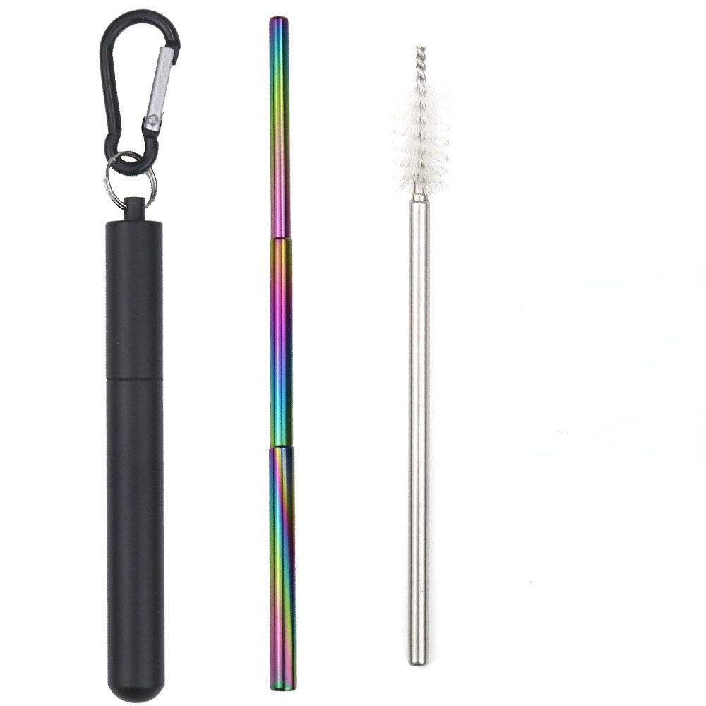 304 Stainless Steel Telescopic Straw Travel Reusable Portable Foldable Metal Beverage Milk Tea Straw: 3