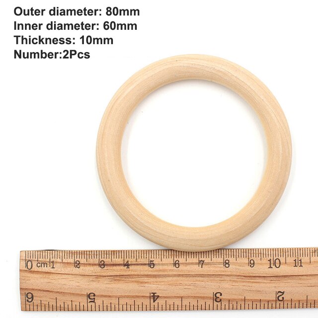 15-100mm Unfinished Wooden Rings for Crafts Natural Wood Rings DIY Wood Hoops Ornaments Connectors Jewelry Making Ring Pendant: 80mm 2pcs