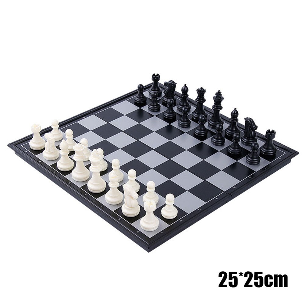 Bærbart magnetisk folde skakbræt skakbræt boks sæt rejser børn familie spil lbv: Mørk khaki