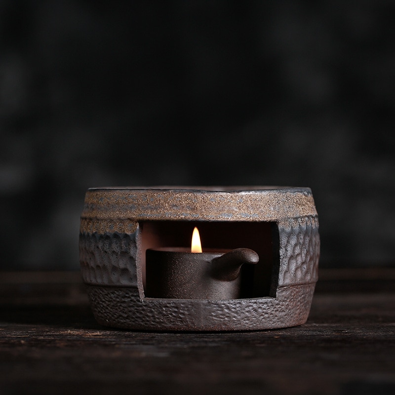 Varm teovn japansk retro te varmere tepotte keramisk kung fu te opvarmning kaffe mælk stearinlys opvarmning fade