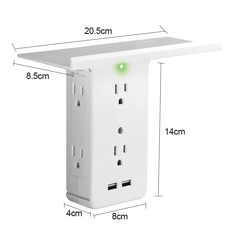 American home tray bracket socket 1 to 6 port US power socket plus 2*2.1A USB ports output conversion shelf power socket