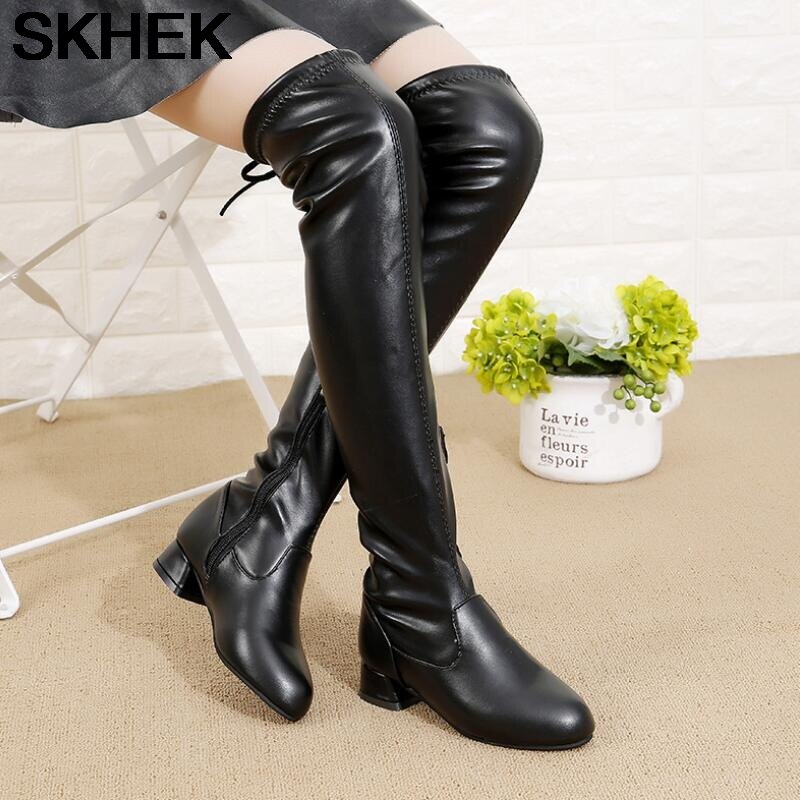 SKHEK Winter Art Mädchen Schnee Stiefel warm Plüsch ShoesPU Lether Prinzessin Stiefel Mädchen Hohe Lange Stiefel Schwarz