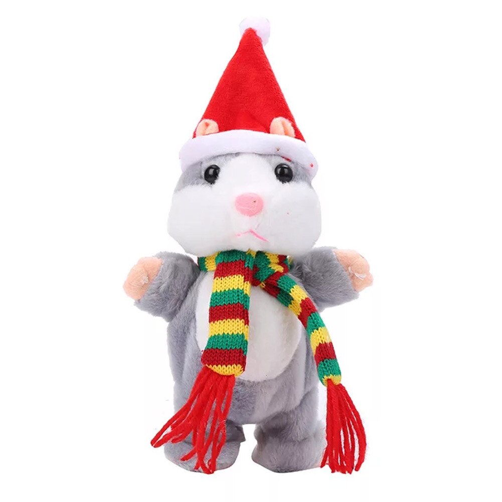 Plush Hamster Toy Christmas Recording Electric Hamster Talking Speaking Walking Mouse Toys Learn To Talk Kids Fun: Type 1F (18cm)