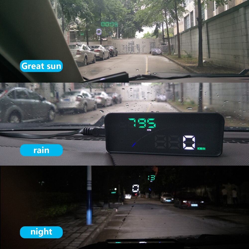 Auto hud head-up display bil gadgets bil obd 2 hud stige monitor obd elektronisk spænding alarm hastighed projektor hud display