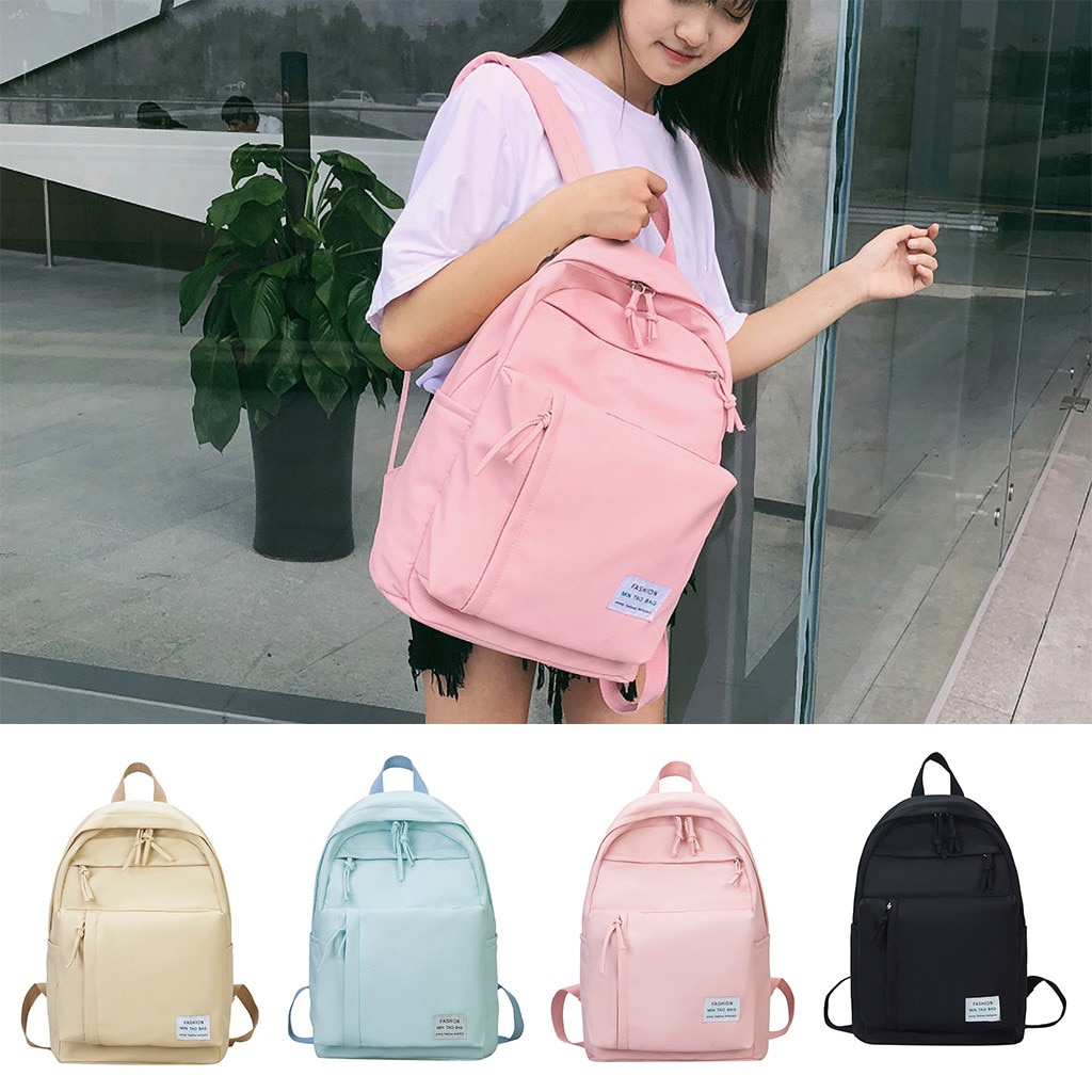 Backpack school bags Random Solid Color Waterproof Nylon Casual Backpack School Bag рюкзак