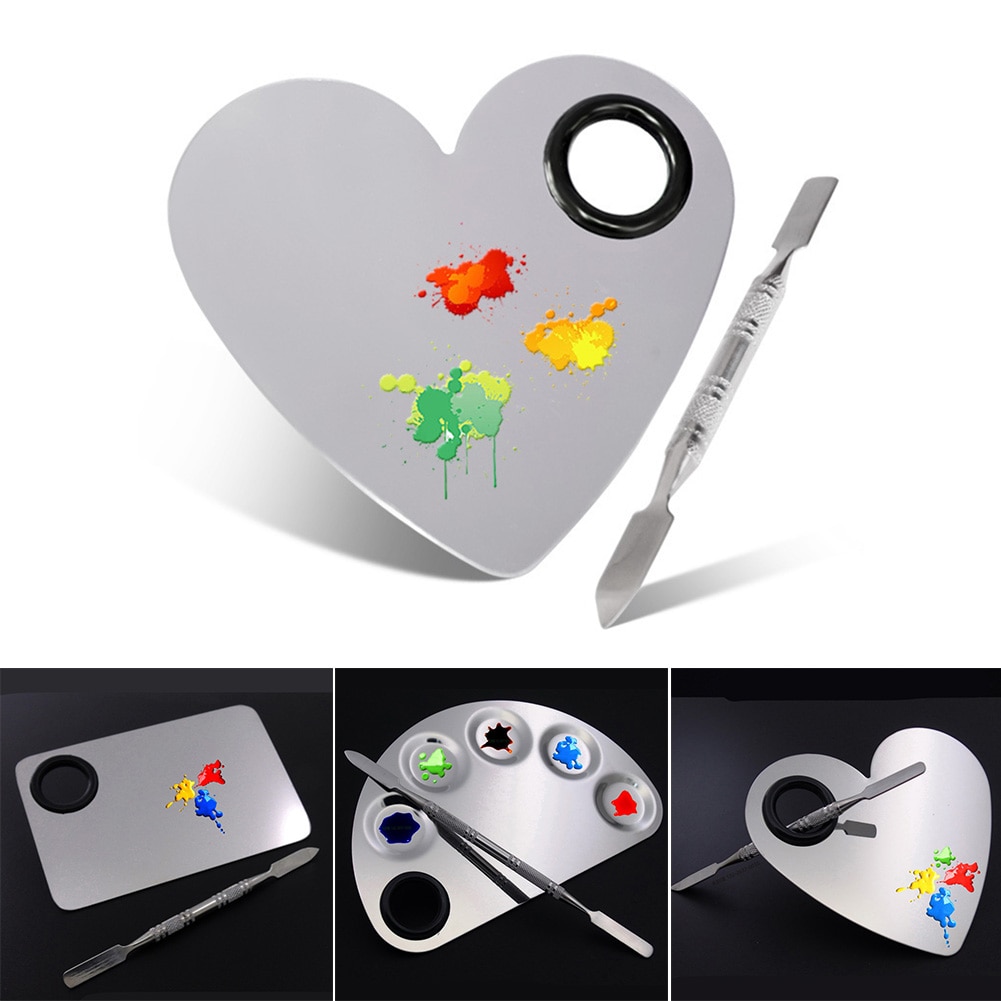 Akvarel tegneværktøj stang nail art skole palet olie blanding spatel rustfrit stål makeup maling kunst forsyninger maleri