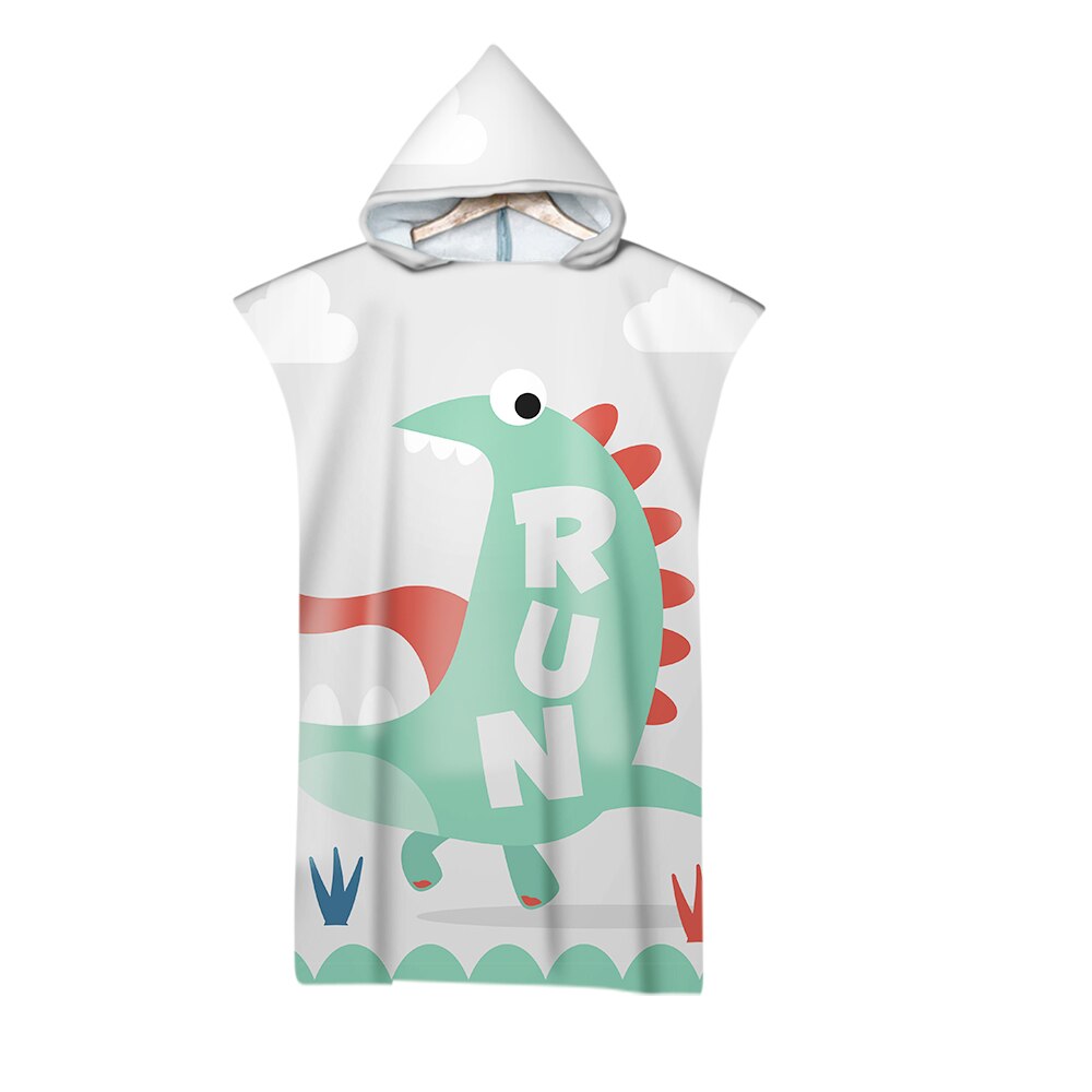 Dinosaur Cartoon Printed Microfiber Beach Towel For Kids Adults Soft Hooded Bath Towels Swimming Cloak
