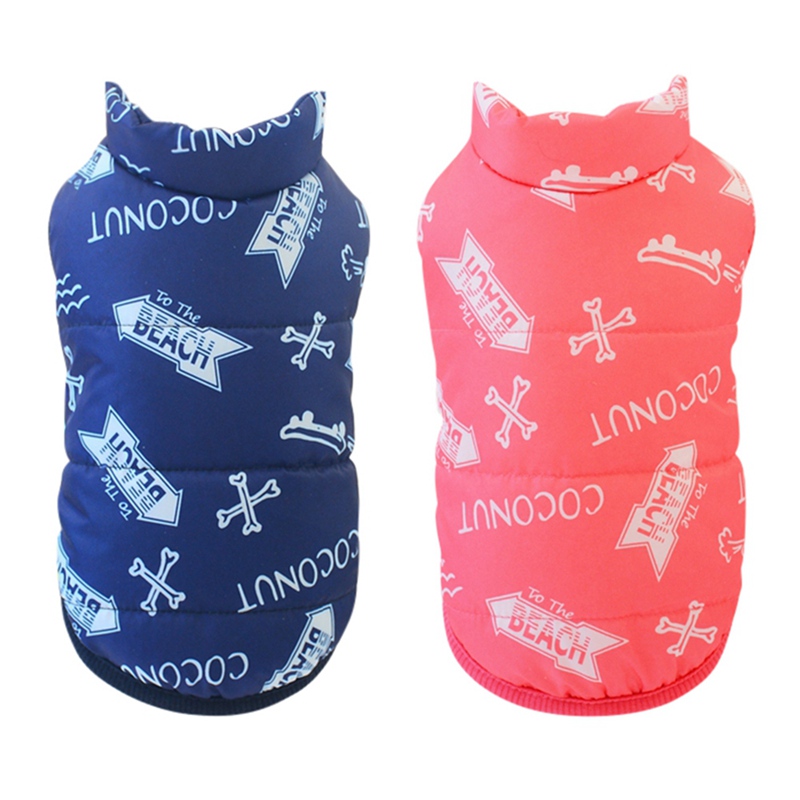 Mascota Otoño Invierno ropa perro Casual hueso impreso algodón chaleco cachorro cálido abajo Parkas monos para perro pequeño y mediano
