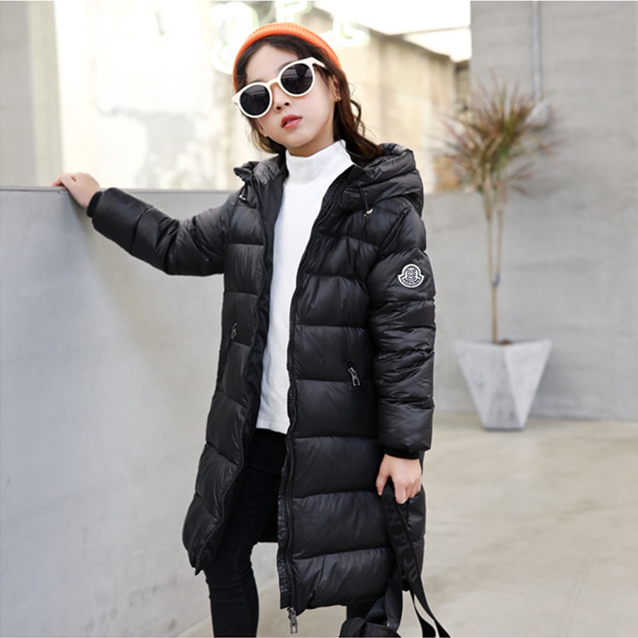 Longue veste d'hiver pour filles | Manteau épais, à capuche, imperméable au vent, pour enfants,