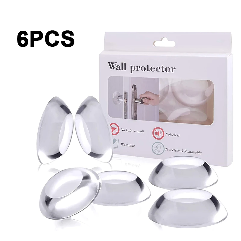 6 Stück PU-Tür-Wandschutz-Pads, waschbar, selbstklebend, transparenter Türstopper, wiederverwendbar, weich, rund, stoßdämpfendes Gel: Ursprünglich Titel