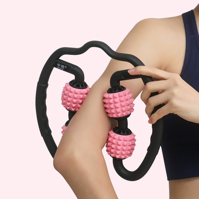 Massage Roller - 4 Wheel Foam Roller for Yoga, Pilates, Gym - Arm, Leg, Neck Muscle Tissue