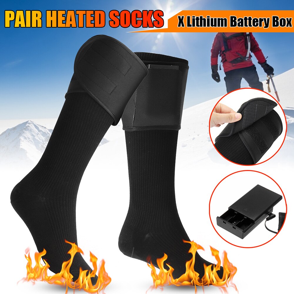 Calcetines gruesos con calefacción eléctrica para hombre y mujer, medias calentadoras con batería recargable, para deportes de ciclismo y esquí al aire libre, Invierno