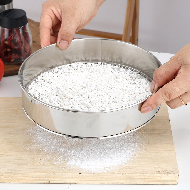 Tamis à farine en acier inoxydable 304, trou Dense de 60 mailles, outil de cuisson rond épaissi, filtre de 40 mailles de sucre en poudre