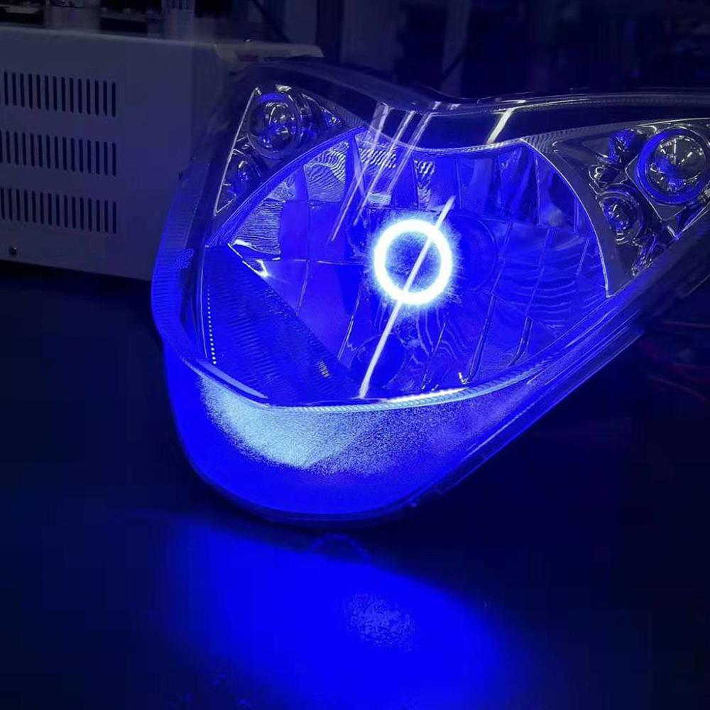 Bleu/rose Angel eye H4 LED phare de moto Ba20d HS1 H6 Scooter moto phare ampoule DRL accessoires 12/24V