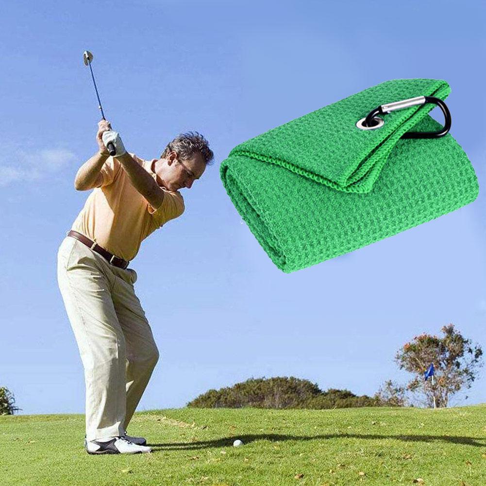 Golf Towel Waffle Pattern Cotton With Carabiner Cleaning Towels Cleans Hook Balls Microfiber Clubs Hands B0F2